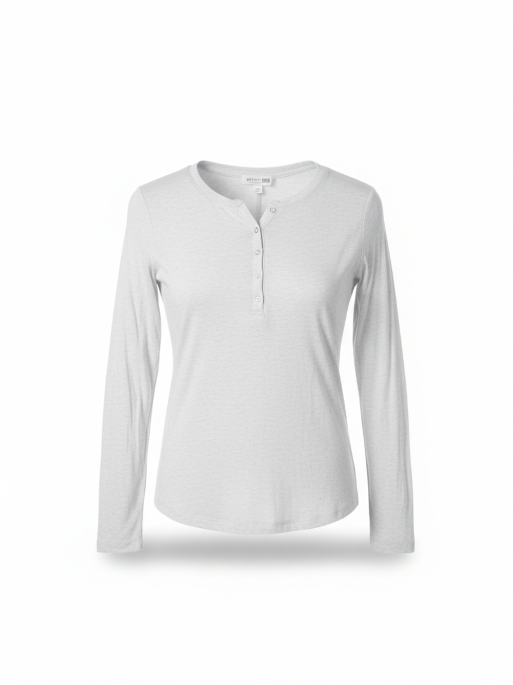Women's Long-Sleeve Henley Top - Light Gray